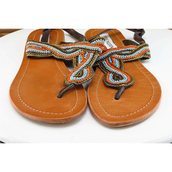 Steve Madden Sz 8.5 M Brown Thong‎ Leather Women Sandals - Picture 2 of 7